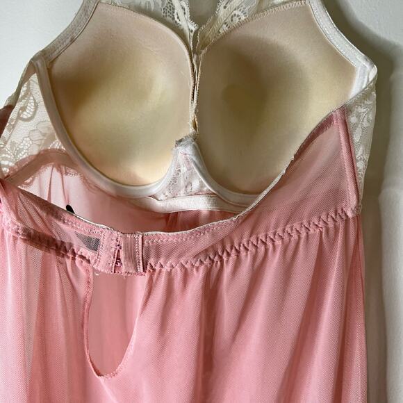 Marilyn Monroe Intimates Sheer Pink and Cream Babydoll Chemise Size XL - Picture 5 of 6